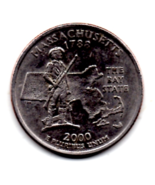 2000 D Massachusetts State Washington Quarter - Uncirculated Near Brillant - $5.99