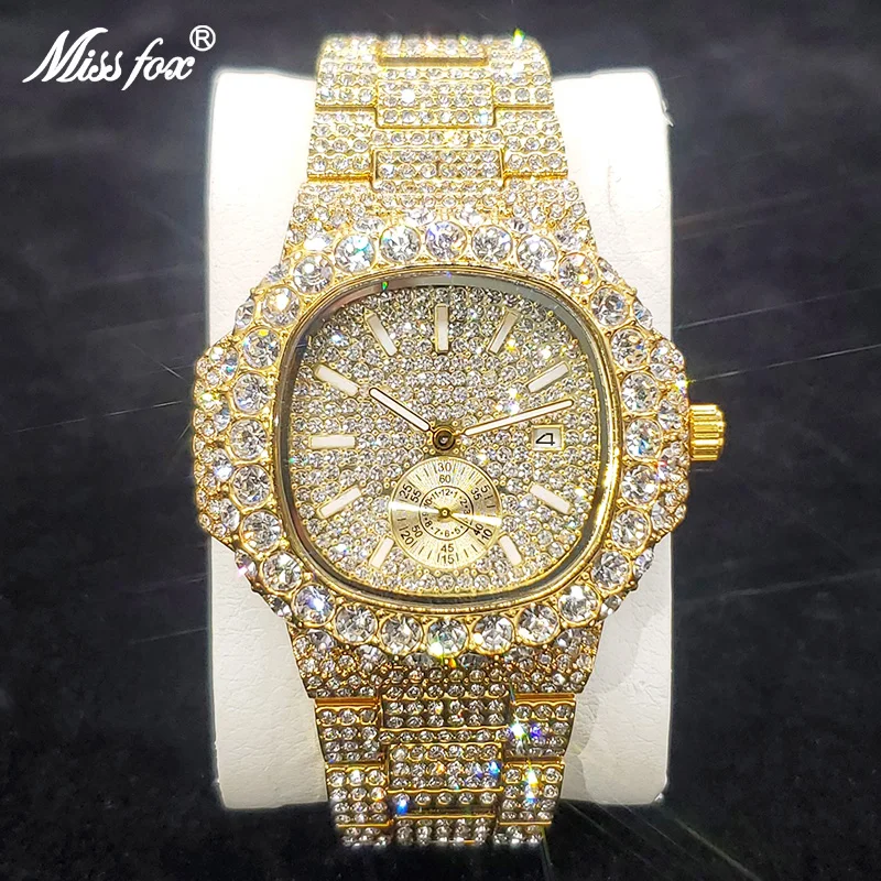 Trending Luxury Wristwatch For Men High Quality Inlay Diamond Sparkly Wa... - $78.74