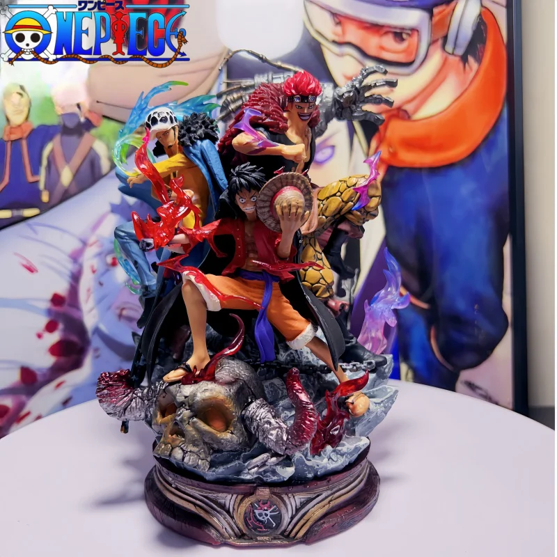 22cm One Piece Figurine Luffy Kid Law Anime Figures Three Captain Action Model - £38.85 GBP+