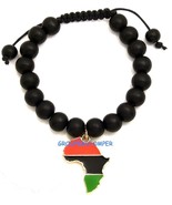 Africa Metal Pendant And Wood Bead Adjustable Macrame Bracelet   - $17.49 CAD