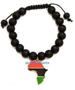 Africa Metal Pendant And Wood Bead Adjustable Macrame Bracelet   - £10.03 GBP