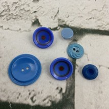 Vtg Button Lot Of 6 Blue Various Sizes Toggle Back 2 Hole DIY Clothing C... - $6.92