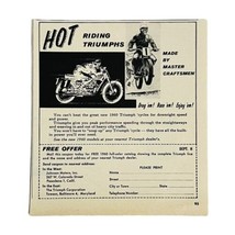 Vtg 1959 Triumph Motorcycle Johnson Motors Pasadena Magazine Equipment Print Ad - £7.54 GBP