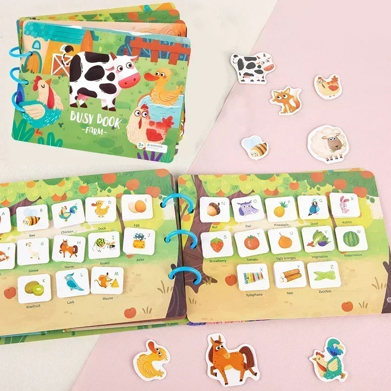 Montessori Baby Toys Book Busy Book for Kids Educational Toy Pasture Animal - £10.47 GBP+
