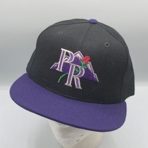 Vintage New Era Portland Rockies Baseball Black Purple Rose Fitted Hat 7... - £62.21 GBP