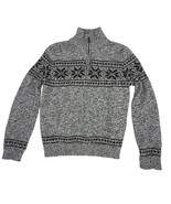 Chaps Boys Nordic Fair Isle Marled Sweater 1/4-Zip Pullover Gray Black L - $276.80 MXN