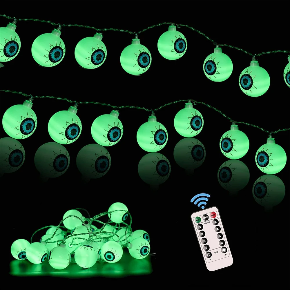 30leds 8 Mode  Eyeball LED Light String Hanging Horror Ghost Eyes Lights for Chr - £167.40 GBP