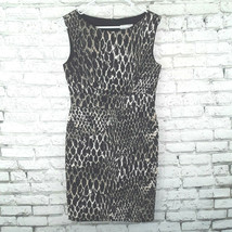 Dressbarn Womens Dress 6 Black Tan Animal Print Sleeveless Layered Sheath - £19.71 GBP