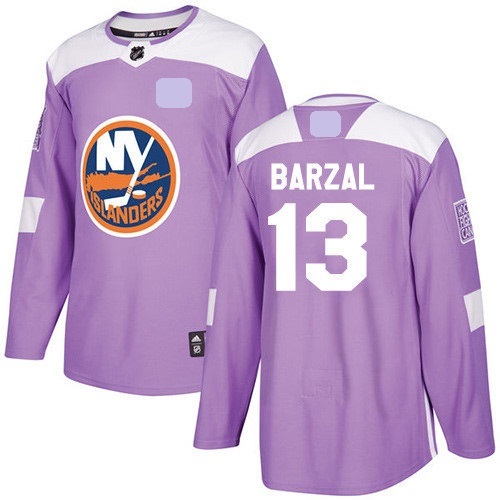 Men's New York Islanders Fights Cancer #13 Mathew Barzal Jersey Purple Stitched - $59.98