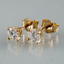 0.50 carat Round Diamond 14k Yellow Gold Stud Earrings Butterfly Backs - £1,206.78 GBP
