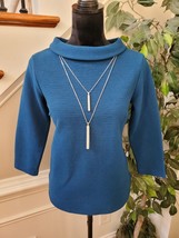 Talbots Women&#39;s Blue Cotton Turtle Neck Long Sleeve Casual Top Shirt Size Small - £19.69 GBP