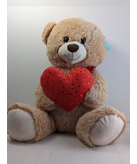 HugMe Jumbo Bear Plush with Red Heart 24”x20”x17” Snuggly Soft Large Bro... - £23.35 GBP