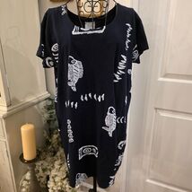MAGA DISTRIBUTORS Women's M Navy Fish Print Cotton Tunic Top Coastal Nau... - $31.68