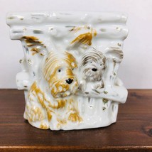 Vintage 2 Scottie Dogs by Fence Planter Japan 3 1/4&quot; high x 3 1/2 wide x 3 deep - £23.56 GBP