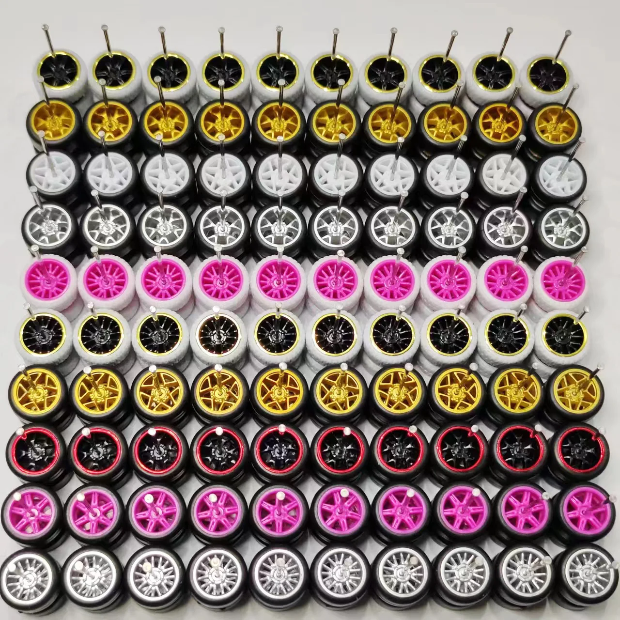 50 Sets 1/64 Wheels Pack with Rubber Tires Axles for 1:64 Matchbox -mix ... - £41.70 GBP