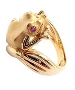 Rare! Carrera Y Carrera CyC 18k Yellow Gold Frog Ruby Ring - $3,150.00