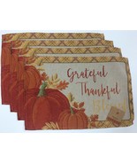 Set of 4 Grateful Thankful Fall Autumn Pumpkins Tapestry Placemats 13 x ... - £8.19 GBP