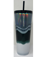 STARBUCKS Plastic Cold Cup BLUE WAVE 24 oz Holiday w/ Straw - $40.73 CAD