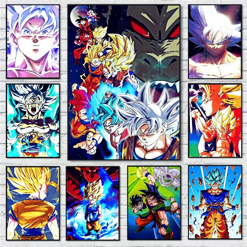 Bandai Anime Dragon Ball Figures Colorful Creativity Poster Vintage Canvas - £10.12 GBP+