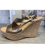 Kork-Ease Ava 2.0 Wedge Sandals Womens 8 Soft Gold/Gray Metallic Open To... - $31.38 CAD