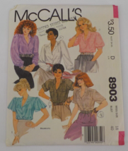Mccalls Pattern #8903 Vtg 80&#39;S Miss Blouse Sz 18 Fivedifferent Styles Uncut 1984 - £6.30 GBP