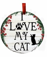 I Love My Cat Wreath Ornament Personalizable Christmas Tree Holiday Deco... - $19.49 CAD