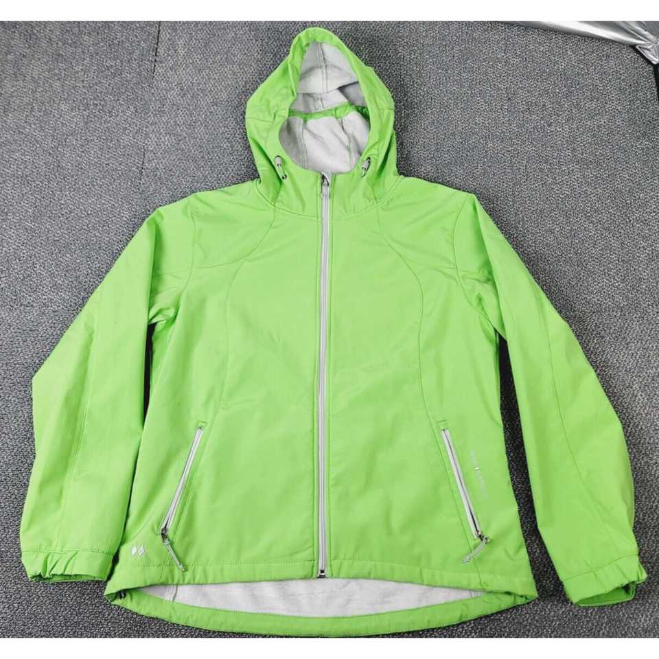 Black Diamond Jacket Women&#39;s XL Green Hooded Ski Soft Shell Lined Perfor... - $42.97