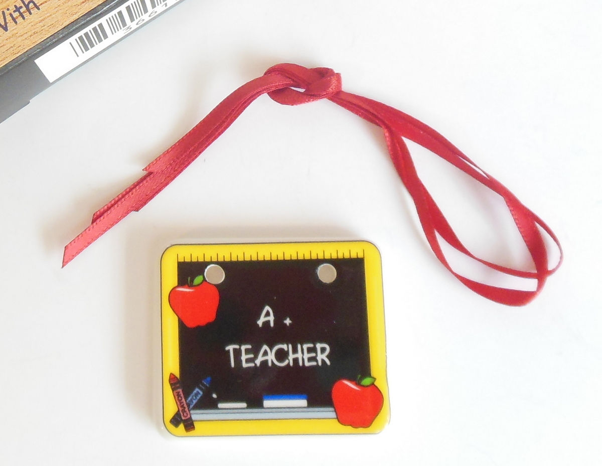 Image 1 of Longaberger Tie On Basket Accessory A+ Teacher Chalkboard Ruler Apples Pattern