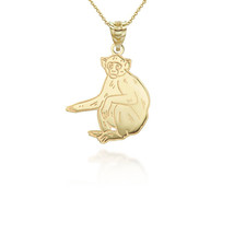 14k Solid Gold Monkey Pendant Necklace - Yellow, Rose, or White - £165.05 GBP+