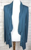 Coldwater Creek Sz XS 4 6 Open Front Waterfall Cardigan Sweater Dark Teal Blue - £5.65 GBP