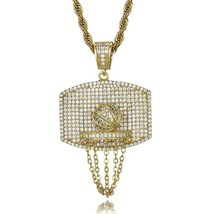 Necklace Stylish Fashion Hip Hop Theme Necklace Basketball Hoop Pendant Necklace - £91.84 GBP
