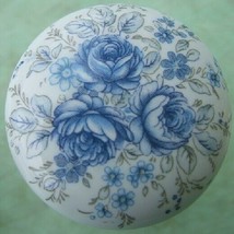 Ceramic Wine Bottle Stopper Blue Gray Rose Grey cork Delft Flower - £7.90 GBP