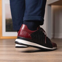 Portici Genuine Crocodile and Lizard Fashion Sneaker Wine / Black image 14