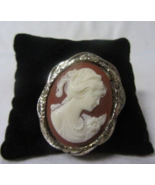 VINTAGE FASHION JEWELRY CAMEO OVAL SILVER BROOCH NOT MARKED - £5.56 GBP