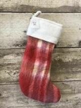 West Elm Felted Wool Blend Christmas Stocking Red Plaid Brand New Sealed - £17.58 GBP