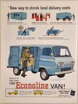 1961 Print Ad Ford Econoline Vans Delivery Man at Work Bus & Pickup - $19.51