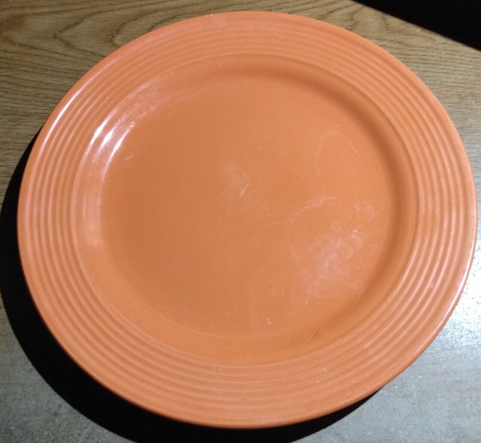 ROYAL NORFOLK Ribbed Rim Stoneware 10.5&quot; Orange Dinner Plate - $7.50
