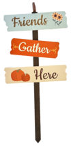 Harvest Thanksgiving Wall Sign 3 Panels Friends Gather Here 23.5 x 11 inches - £23.19 GBP