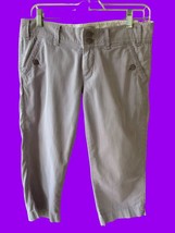 AMERICAN EAGLE OUTFITTER LADIES PURPLE WHITE STRIPPED POCKETED CAPRI PAN... - £18.44 GBP