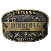 VTG Minneola Kansas Centennial 1887 1987 Brass Belt Buckle Finchers Find... - £39.75 GBP