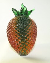 Hand Blown Paperweight Pineapple 5&quot; Decorative Art Glass Unmarked - £11.28 GBP