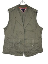 Tommy Hilfiger Women Top Utility Vest Sleeveless Pockets Jacket Army Green Large - £19.44 GBP