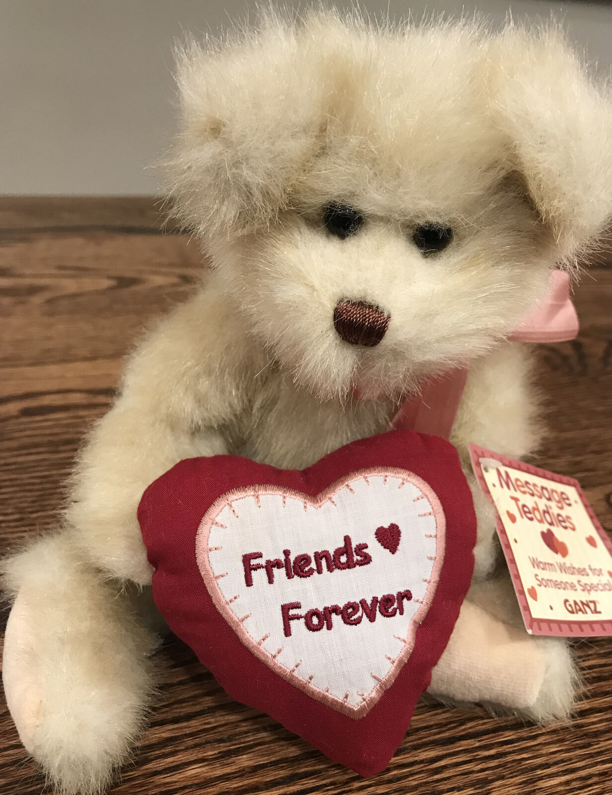 Ganz Message Teddy Bear Tan w/ Red Heart "Friends Forever" 10" Long - $10.67