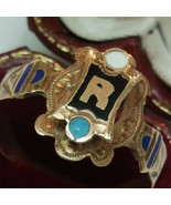 1800s Antique Unique  Unisex 10k Pink Gold Enameled &quot;R&quot; Ring - $51,321.00 MXN