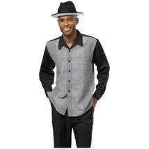 Men's MONTIQUE 2 PC Set Walking Leisure Suit 2390 Black White Hounds tooth image 5
