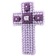 Christian Cross Ornament decorated shades of purple - $19.00