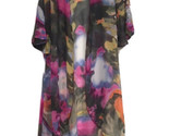 Flower Watercolor Print Longline Kimono size medium semi sheer short sle... - $16.86