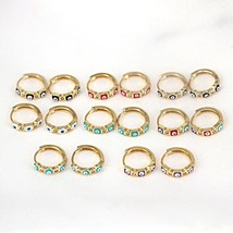10 Pairs, Vintage Cute Enamel Round Eye Stud Earrings For Women Colorful Lucky T - £41.37 GBP