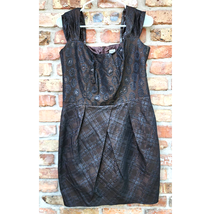 Vintage Louis Feraud Sleeveless Bronze Metallic Textured Mini Dress Size 8 - £62.12 GBP