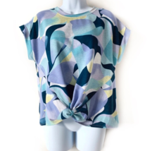 Workshop Republic Casual Top Shirt Abstract Print Twist Knot Blue Size M... - £11.85 GBP